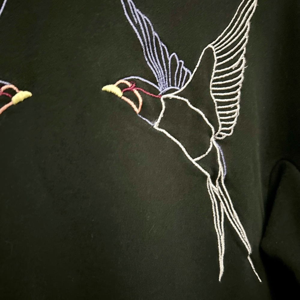 Iconic Stella McCartney Black Bird Embroidered Colorblock Sweatshirt XS IT38 - Picture 5 of 9